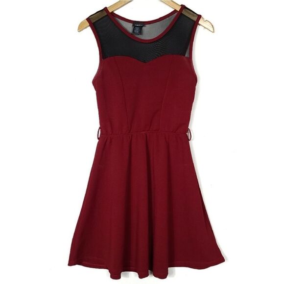 RUE 21 Maroon A-Line See Through Neck Line Dress - Picture 1 of 11